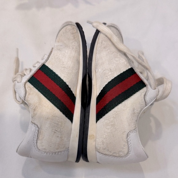 Authentic Toddler White Sneakers with Red and Green Stripes - Picture 6 of 14